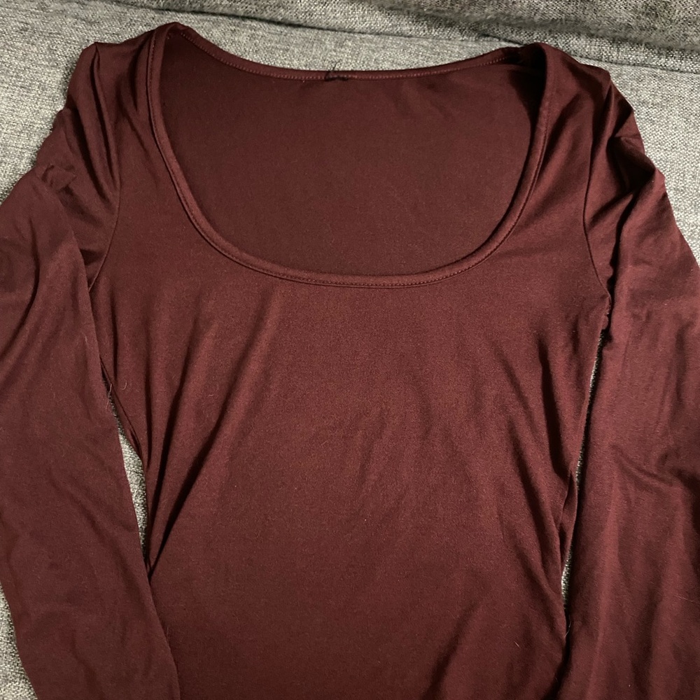 SHEIN Red Fitted Long Sleeve Bodysuit